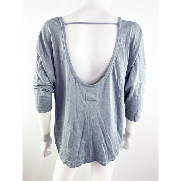 Chaser Gray Linen Top Deep Scoop Back Shirt Size M - Picture 6 of 7